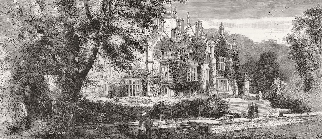 WALES. Swansea-Singleton Abbey(Mrs Vivian) 1881 old antique print picture